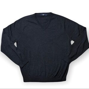 J. Crew Factory 100% Merino Wool V-Neck Sweater Men's XL Deep Gray Pullover